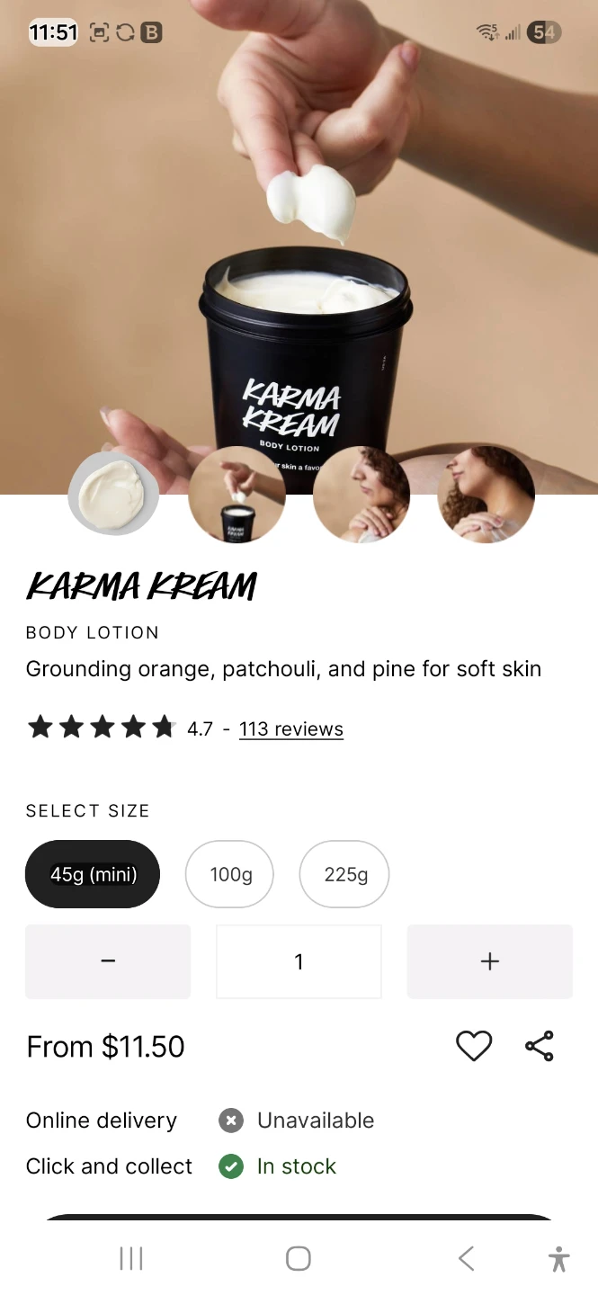 Lush Karma Kream Body Lotion 100g
