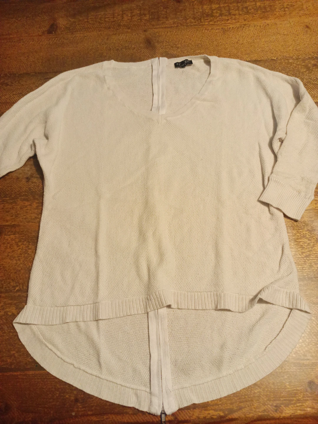 Express Cream Knit Sweater with Full Zipper