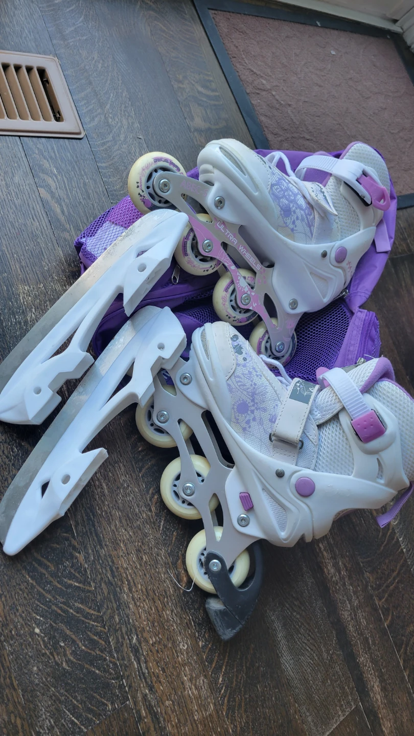 2-in-1 Roller Skates and Ice Skates with Bag (size 1 - 4)