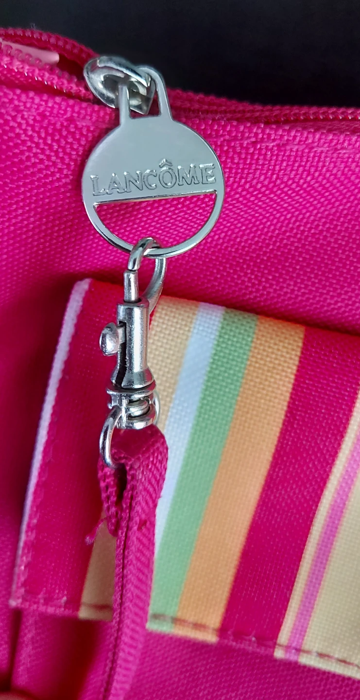 NEVER USED Lancôme Pink Striped Cosmetic Bag - photo 2