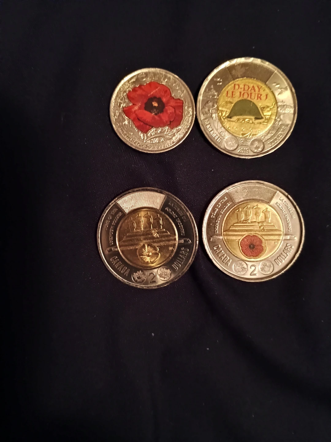 Collection of 4 Canadian Commemorative Loonie Coins