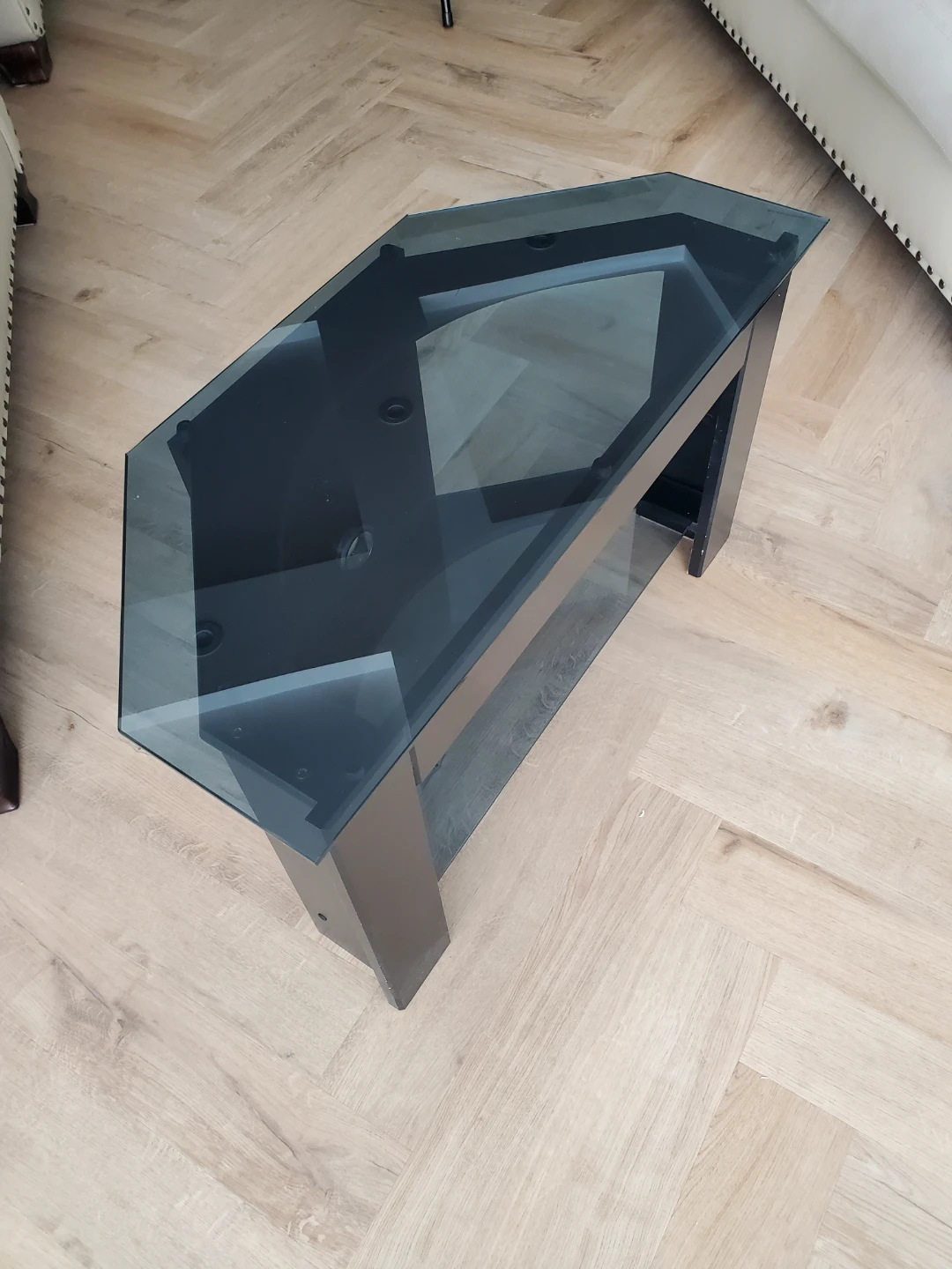 Black corner TV stand with glass top - photo 2