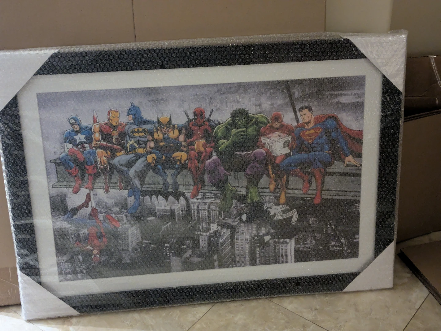 Framed Marvel and DC Superheroes Art Print
