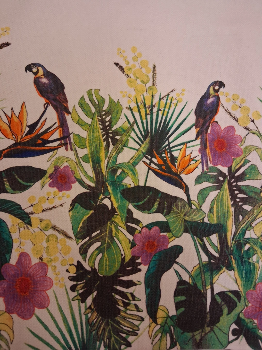 CLARINS CREAM TOTE BAG WITH TROPICAL PARROT PRINT - photo 5
