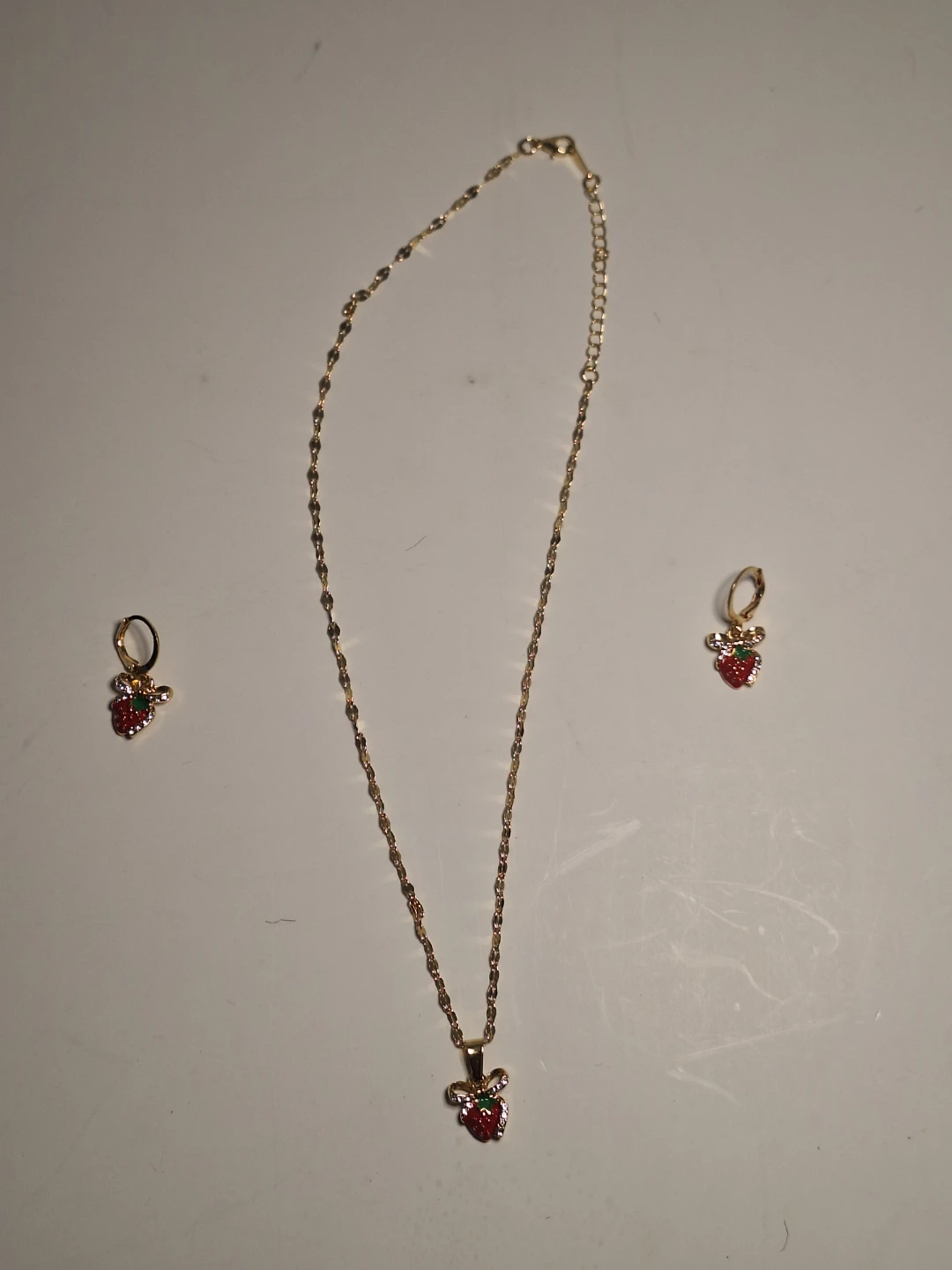 Strawberry Necklace and Earrings Set