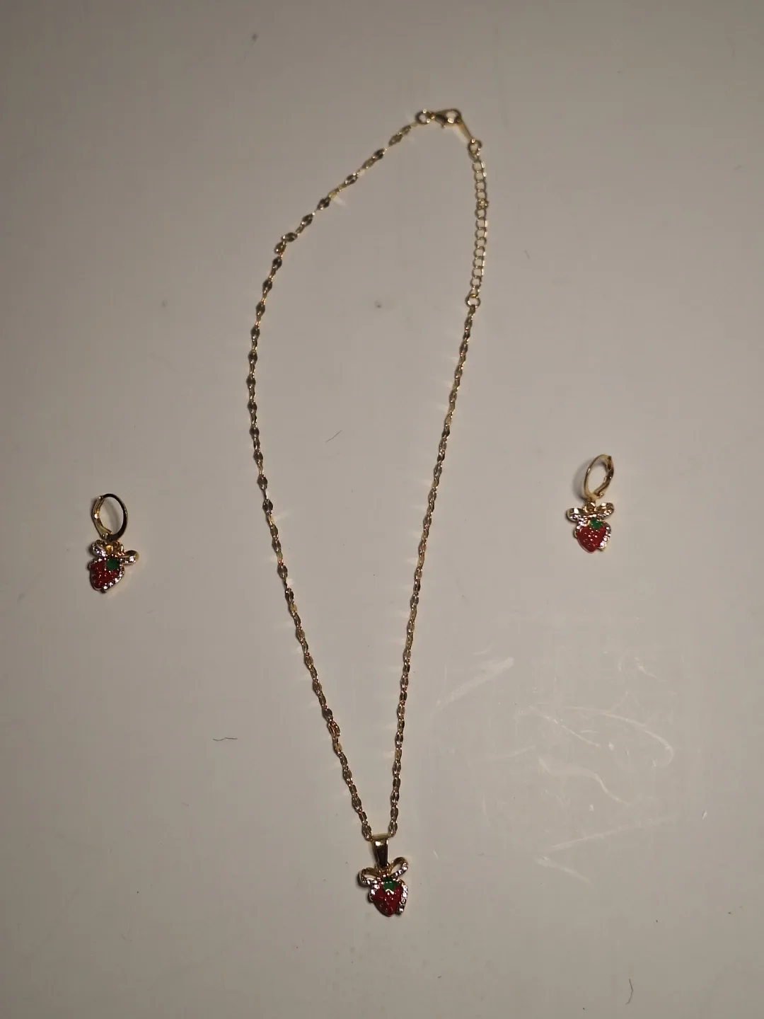 Strawberry Necklace and Earrings Set