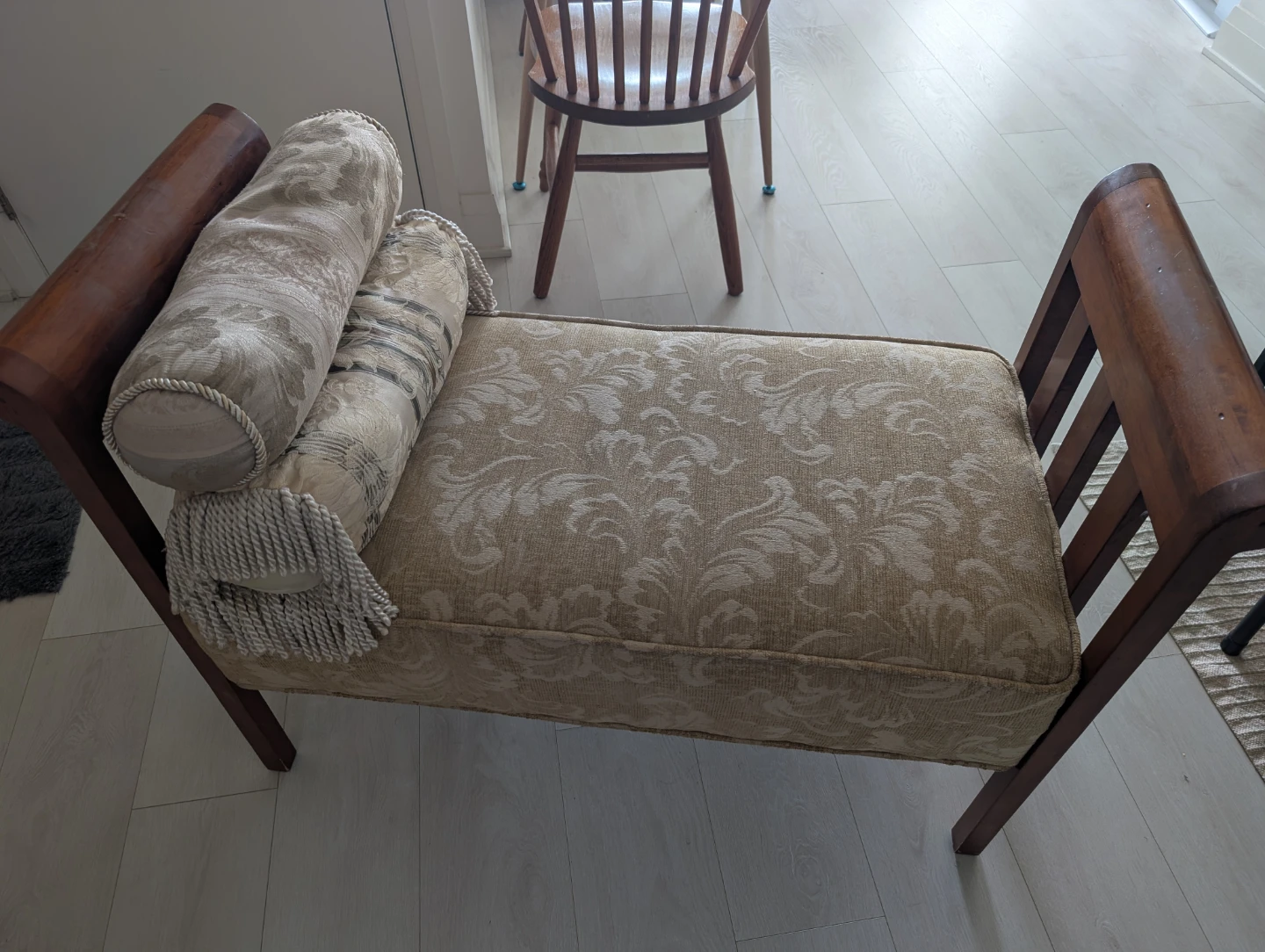 Vintage Bench with Decorative Bolster Pillow - photo 2