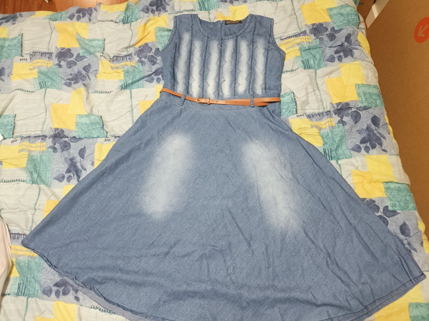 Denim Dress with Belt