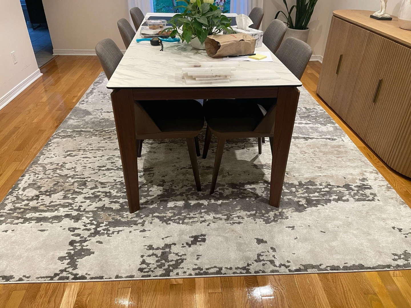 Abstract Area Rug - Grey and White - photo 3