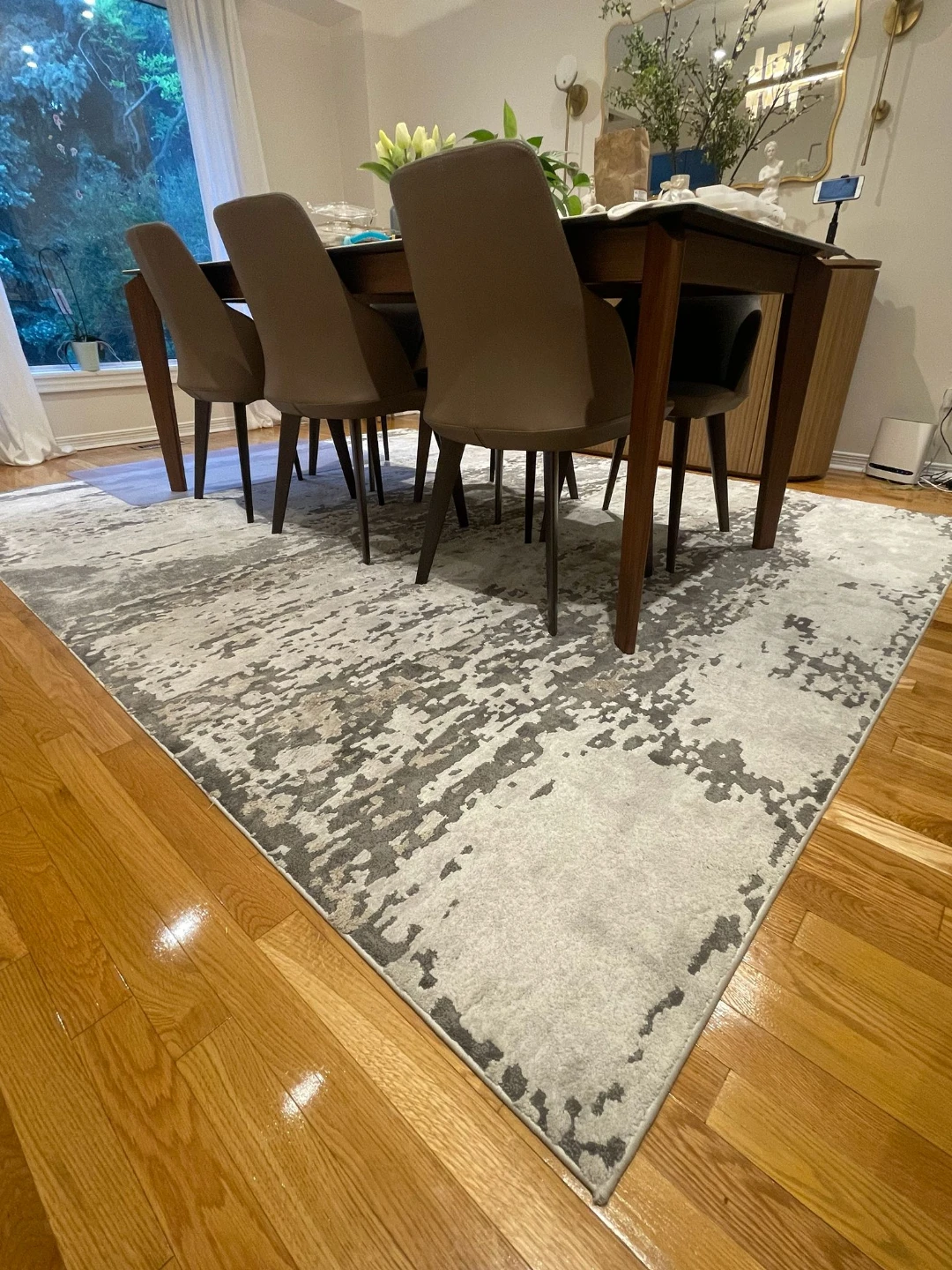 Abstract Area Rug - Grey and White - photo 5