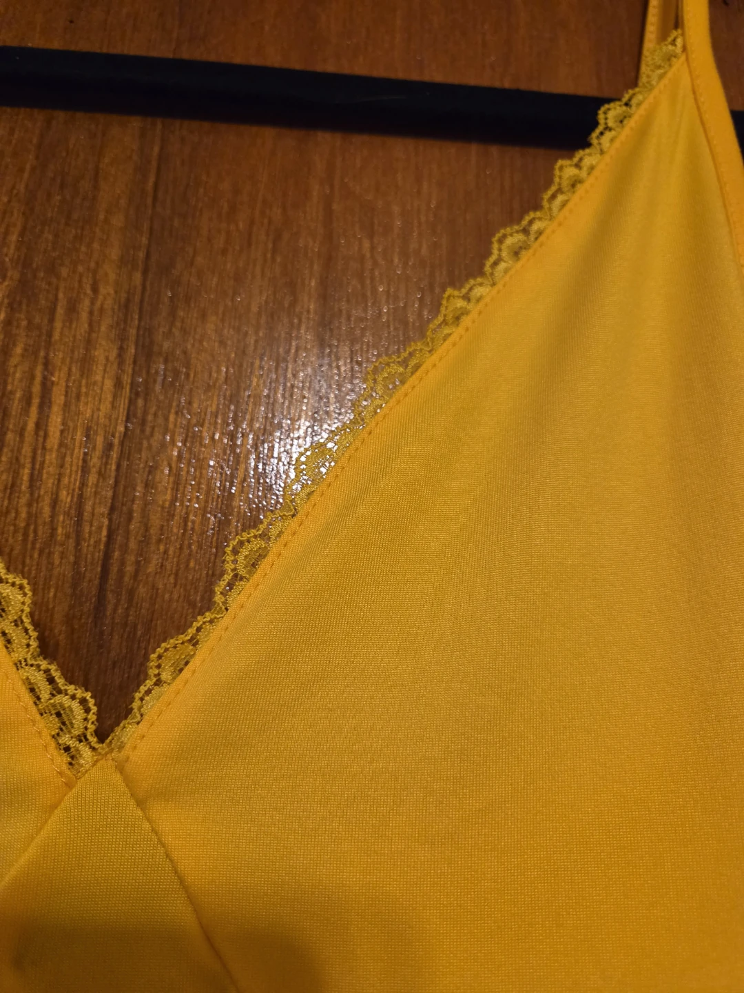 Yellow Slip Dress with Lace Trim