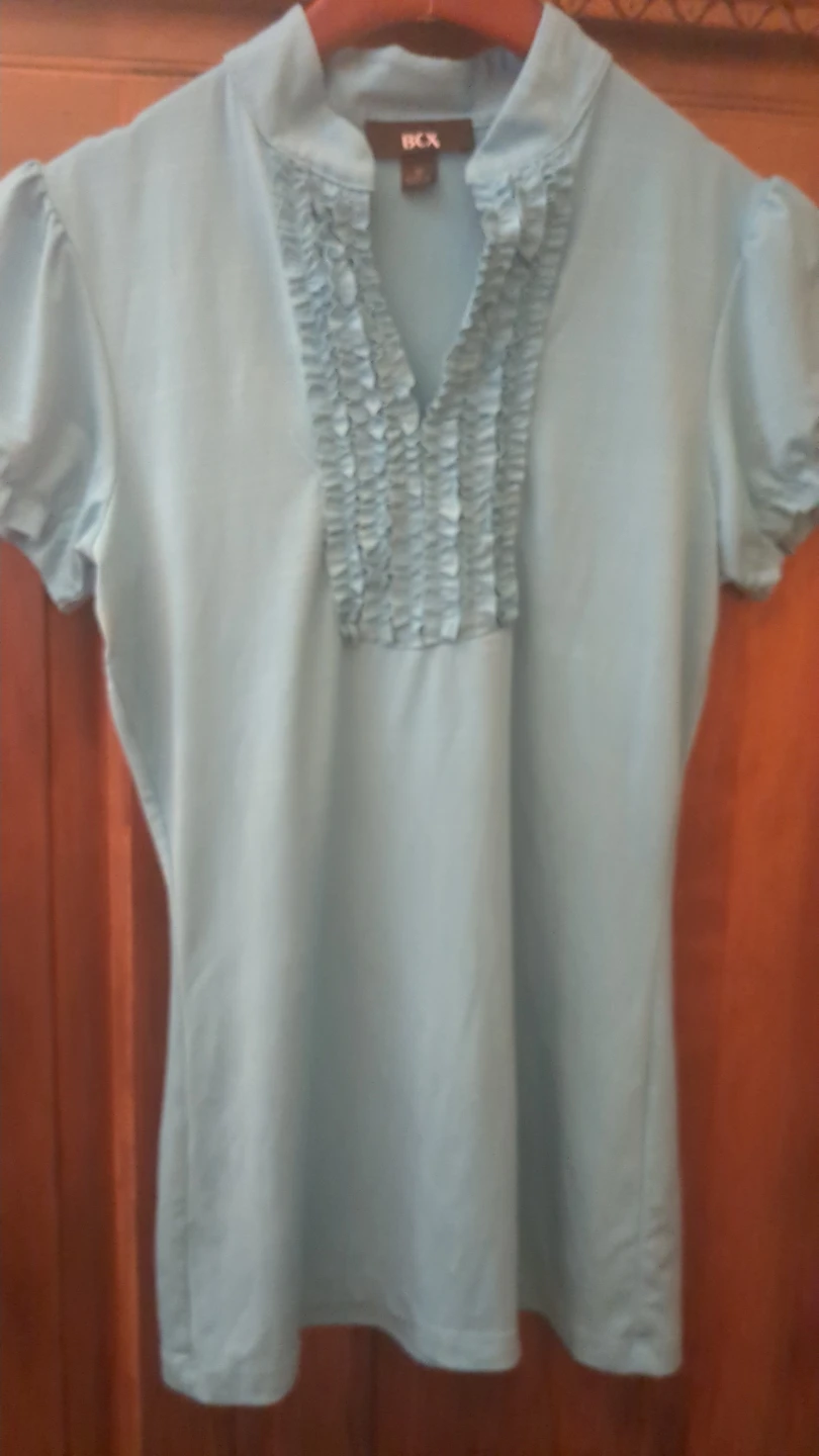 BCX Blue Ruffled V-Neck Top - photo 5