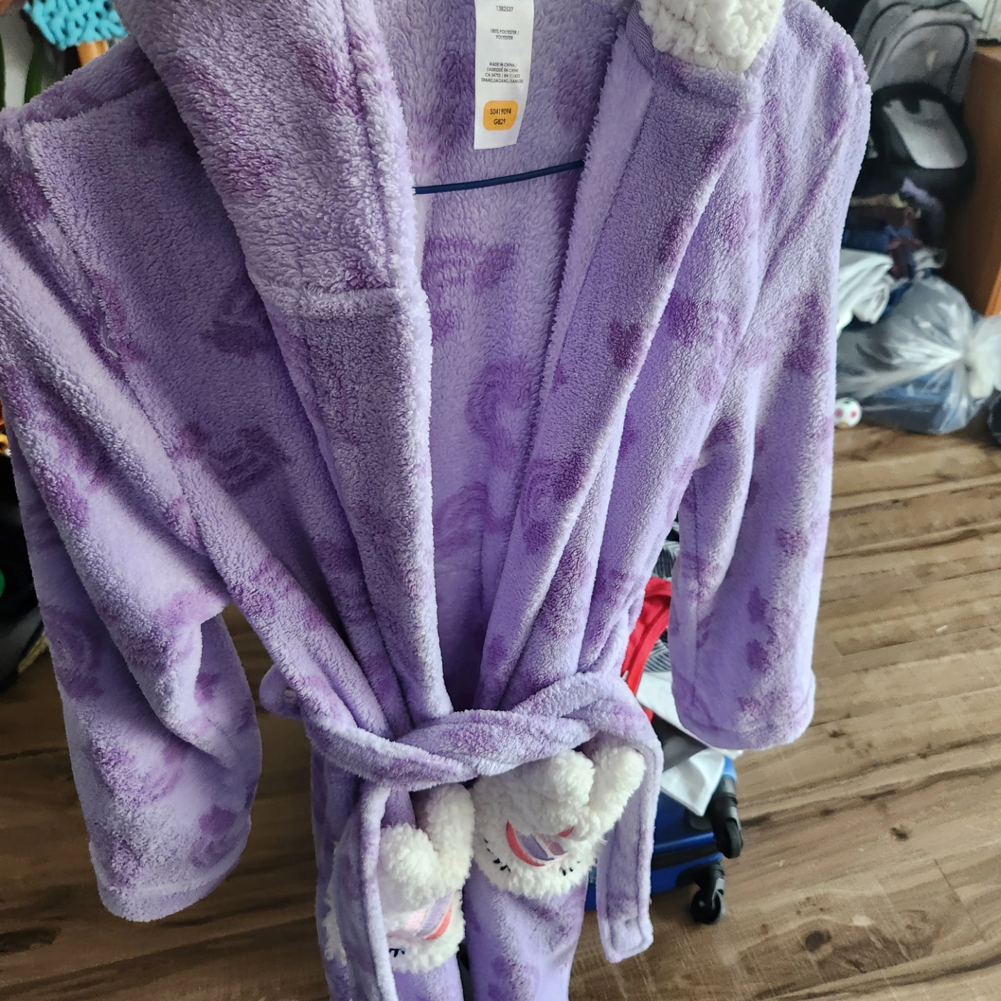 Pekkle Girls Lavender Unicorn Fleece Robe