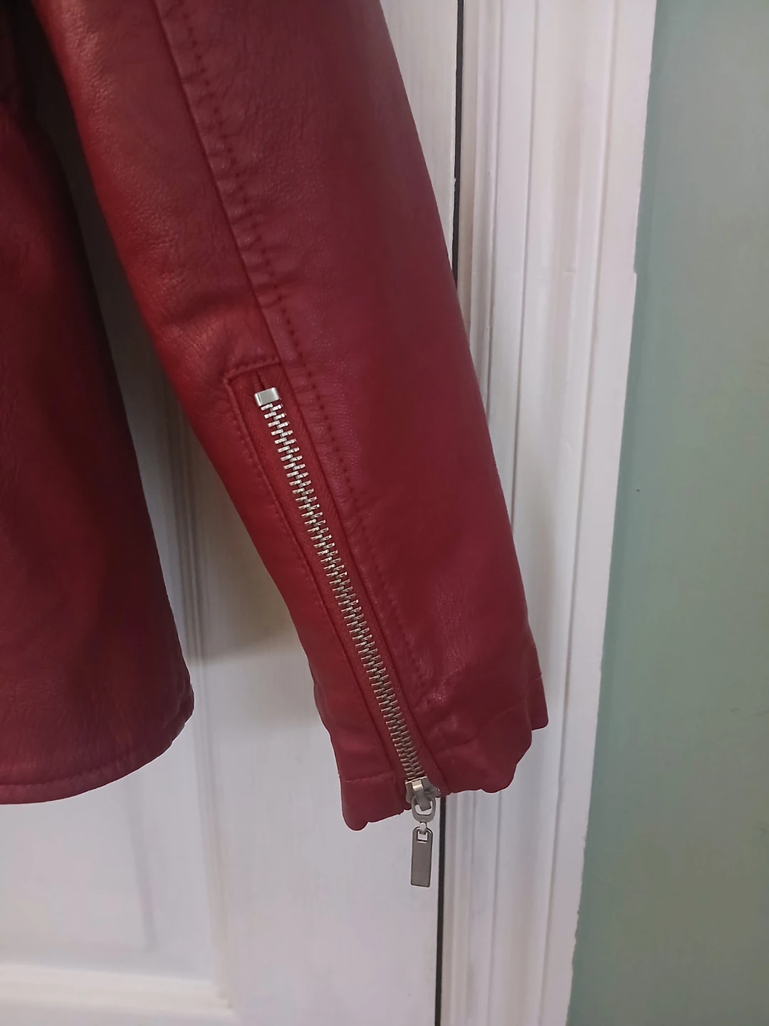 Women's Faux Leather Jacket - Red - photo 2