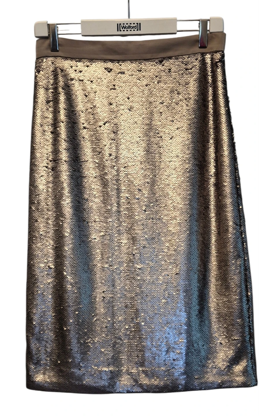Banana Republic Silver Sequin Pencil Skirt Size 8 - photo 3