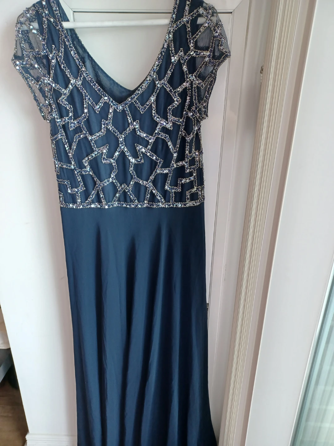 Blue sequined formal dress - photo 3