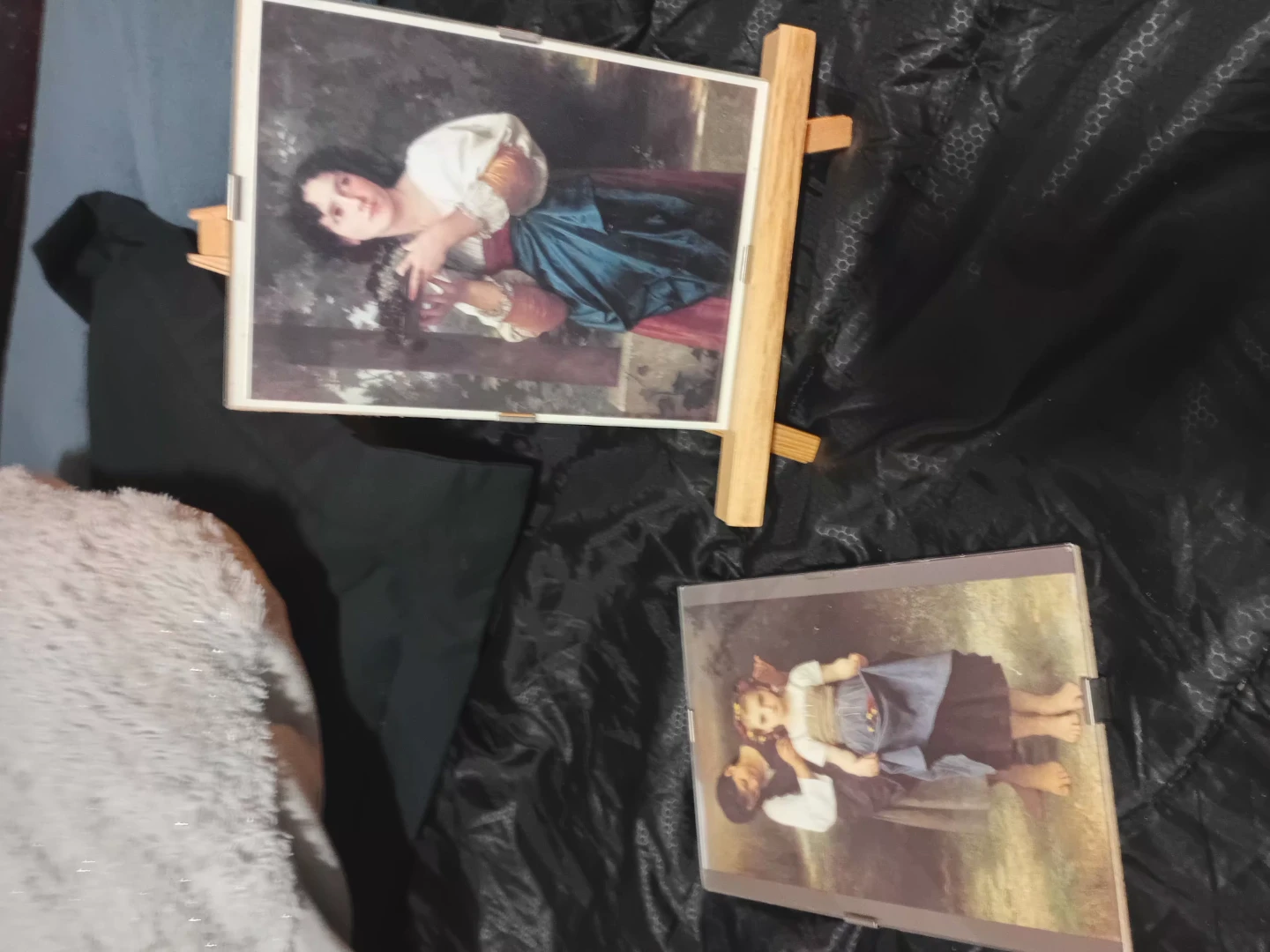 Set of Two Vintage Art Prints with Easels