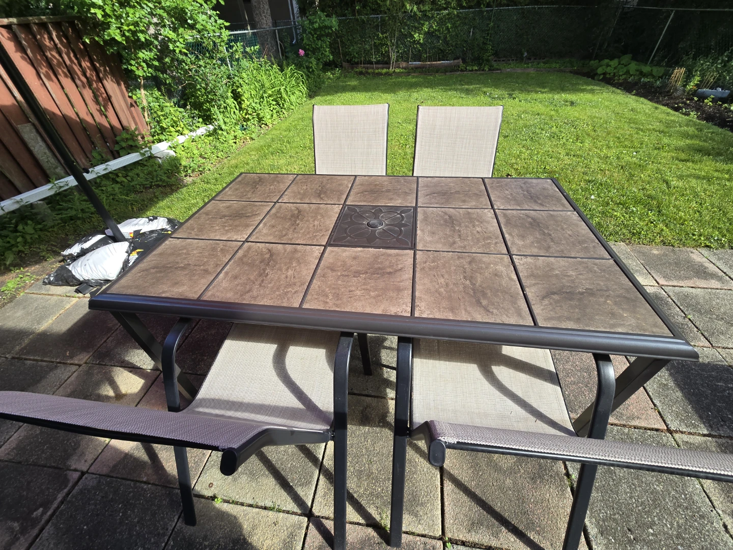 Outdoor Patio Table and Chairs Set with Umbrella