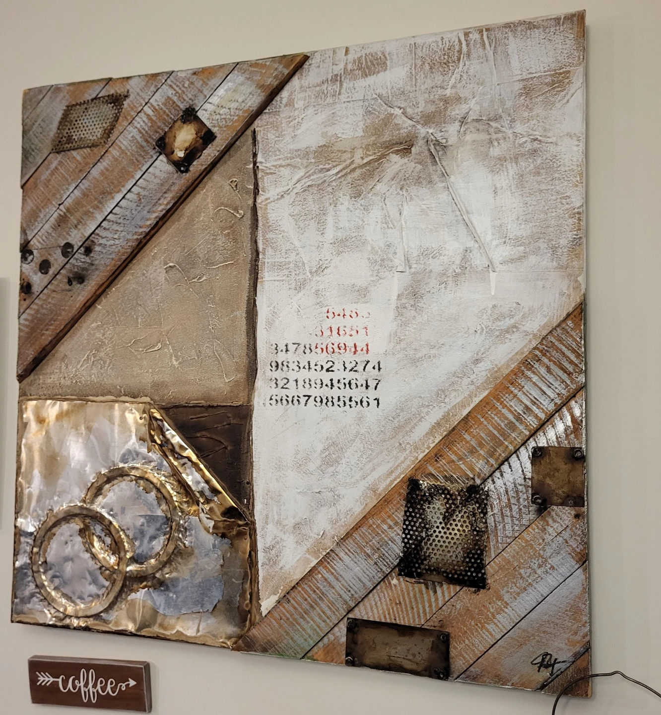 Textured Mixed Media Wall Art with Numbers