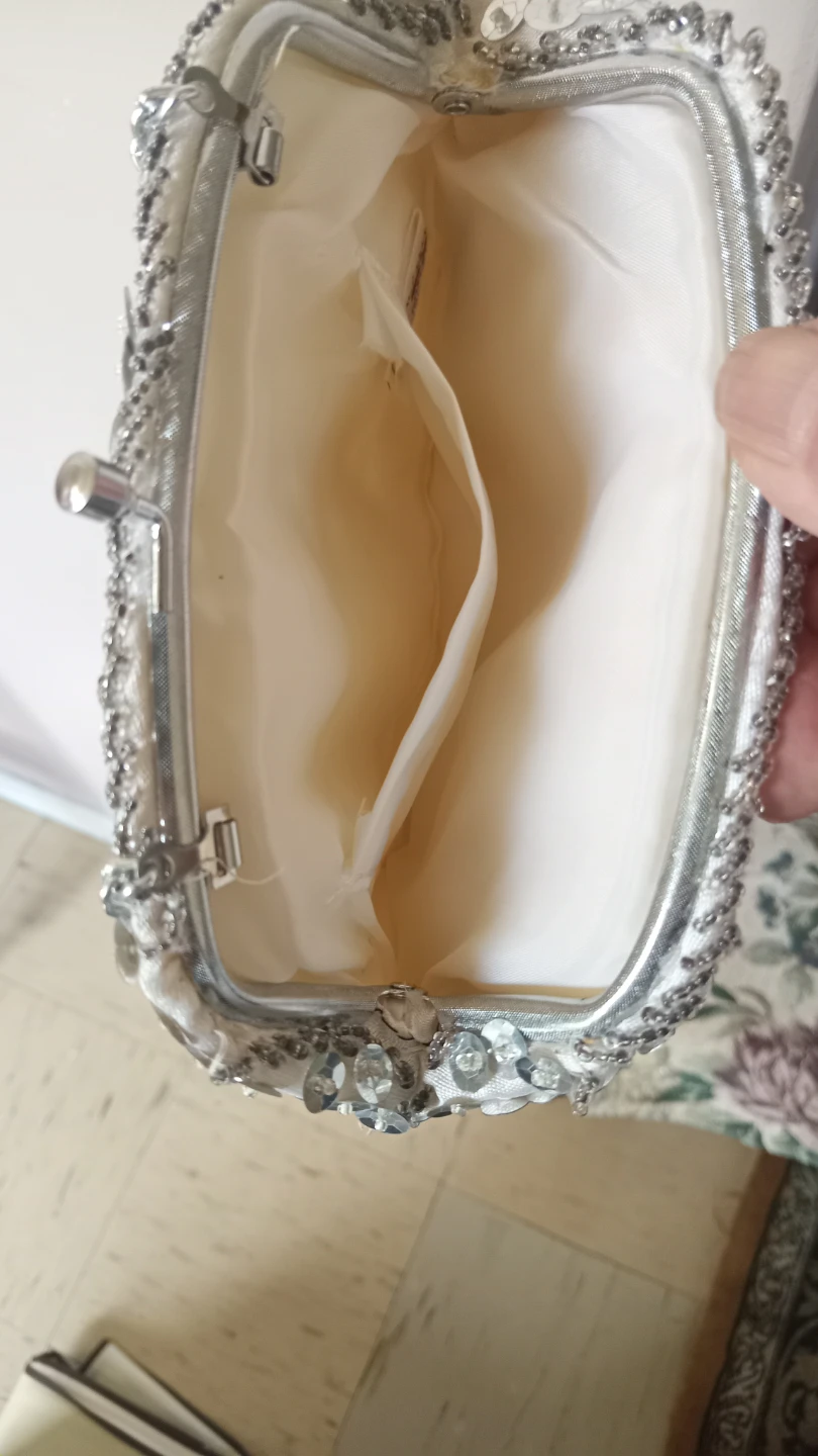 Sparkly Silver Beaded Clutch Evening Bag - photo 3