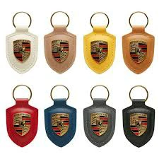 Porsche Keychain Key Chain leather metal color colour crest - photo 2