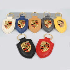Porsche Keychain Key Chain leather metal color colour crest