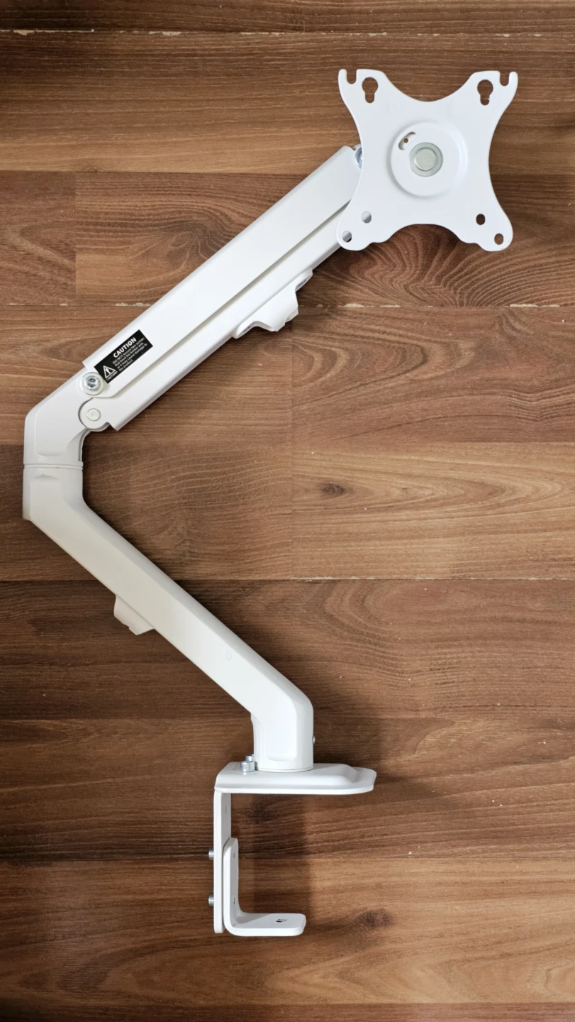 White Monitor Arm with Clamp Mount