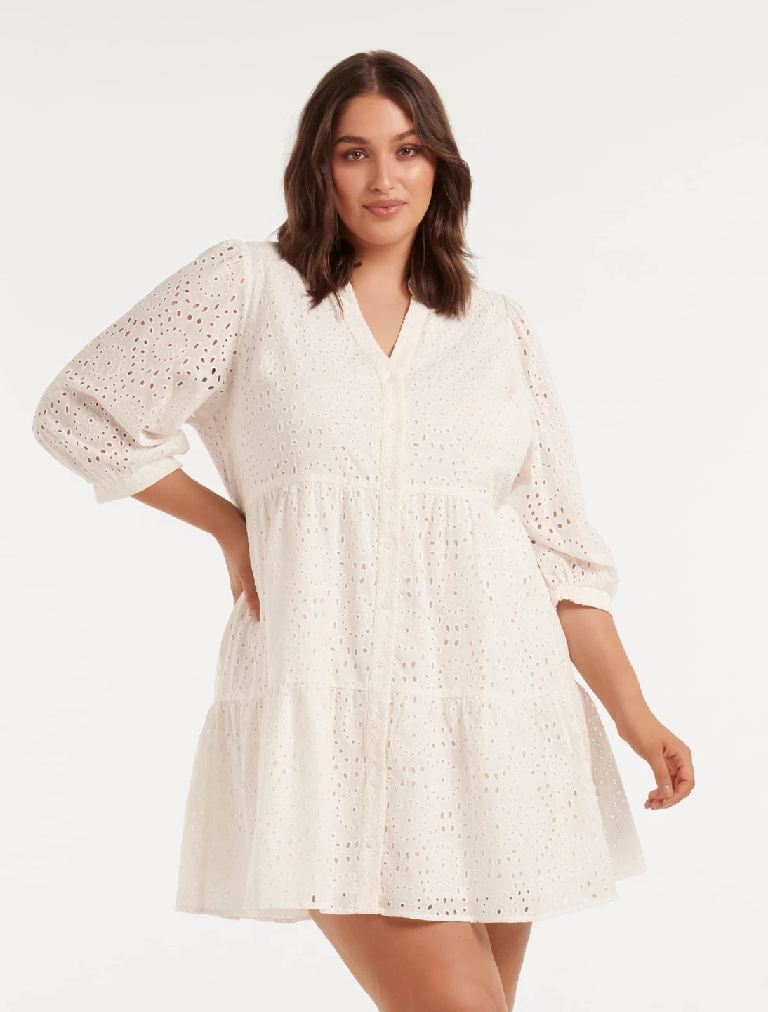 Ever New Curve white eyelet dress size 14