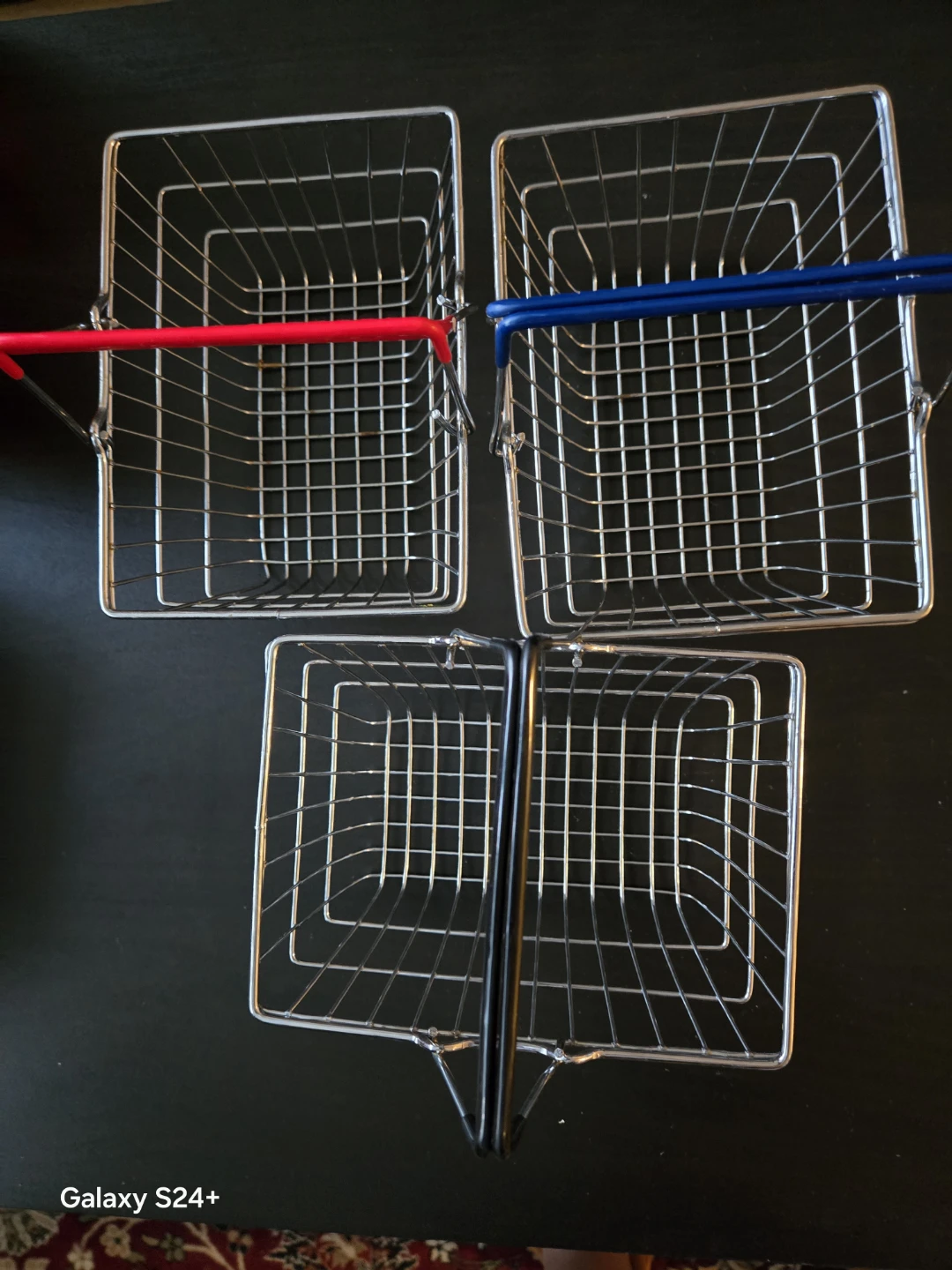 Mini Metal Wire Basket with Blue Handle