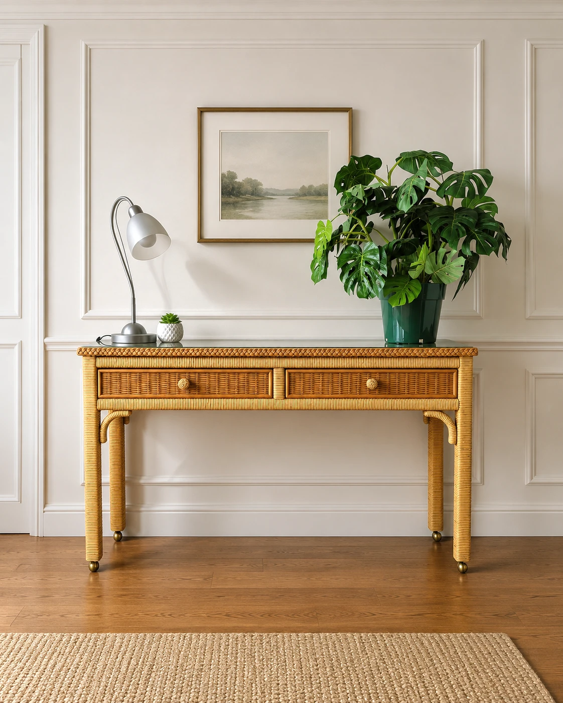 Vintage Rattan Desk /Hallway Table