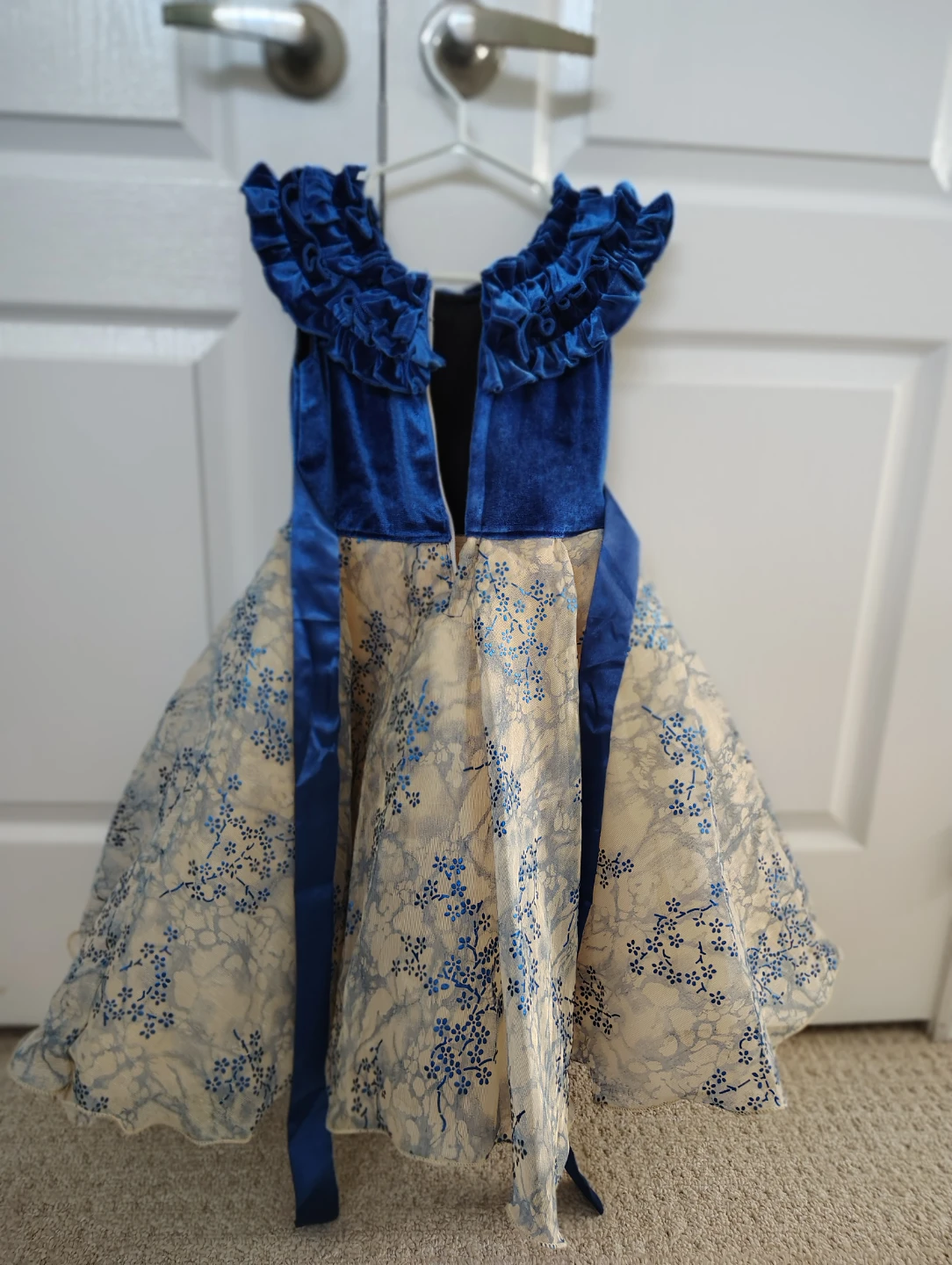 Girls Blue & Cream Floral Dress - photo 3