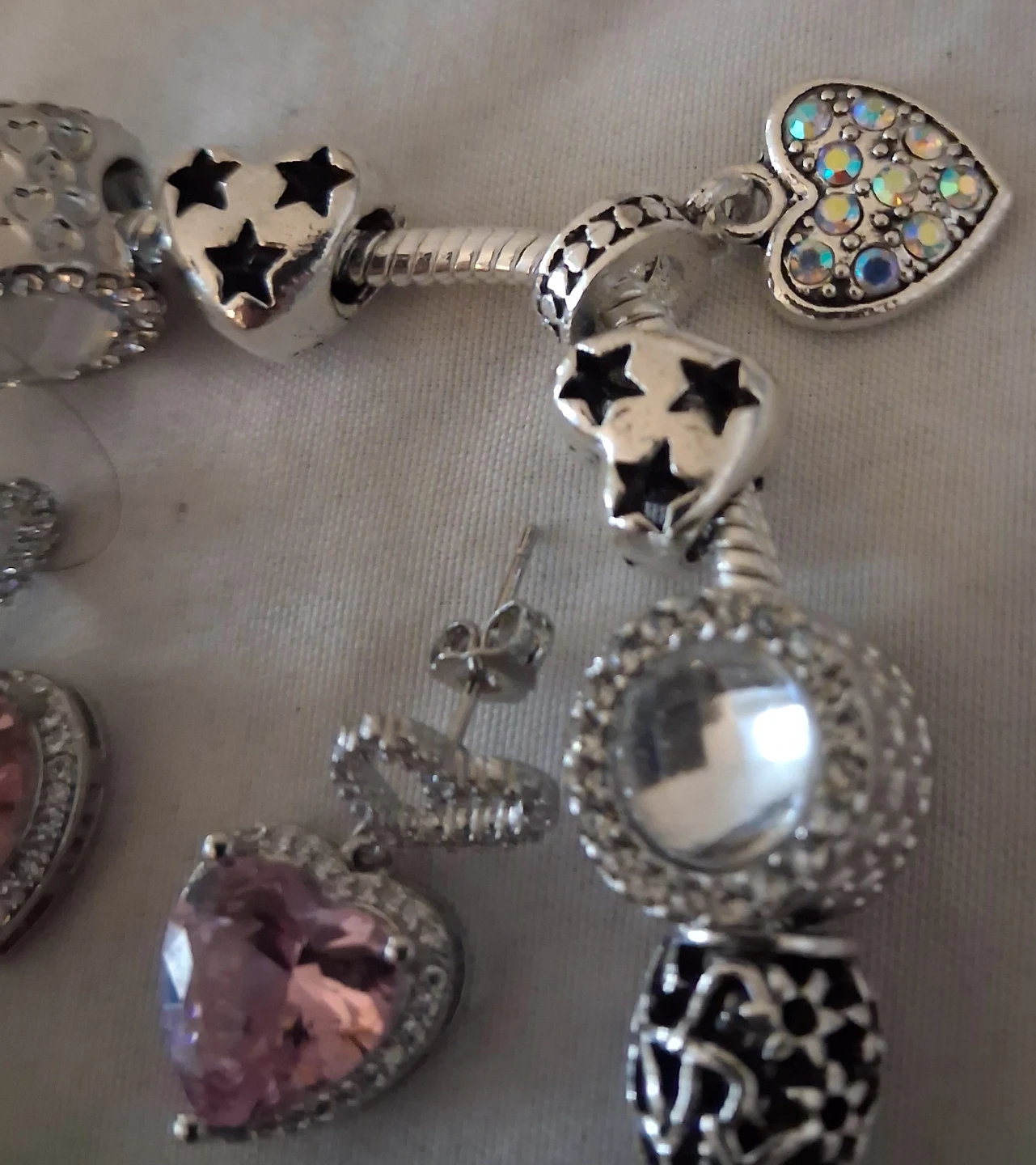 Charm Bracelet & Heart Earrings Set - photo 2