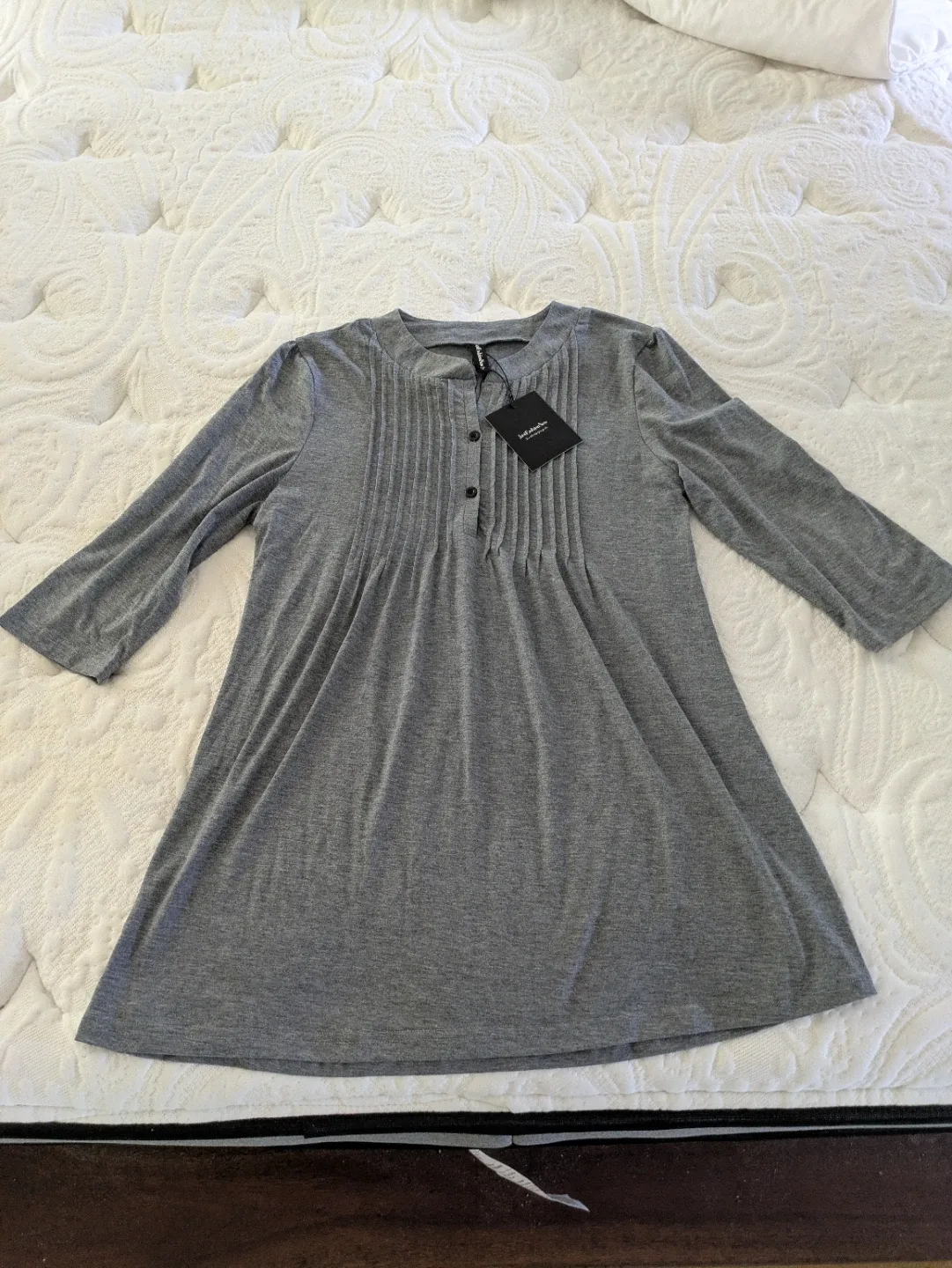 JustFashionNow Grey Ribbed Button-Up Tunic