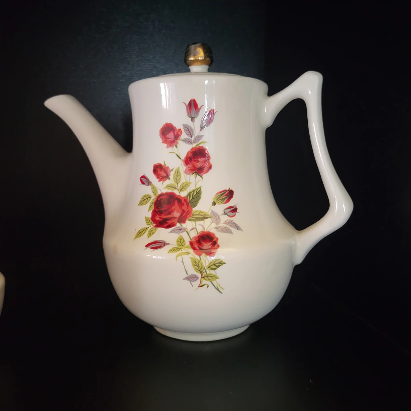 Vintage Creamer, Sugar Bowl & Teapot Set with Roses - photo 2