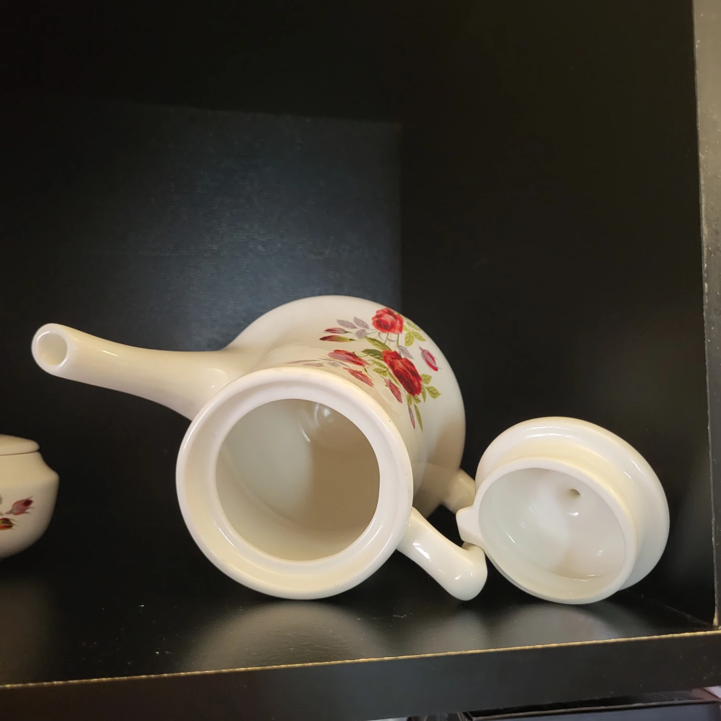 Vintage Creamer, Sugar Bowl & Teapot Set with Roses - photo 3