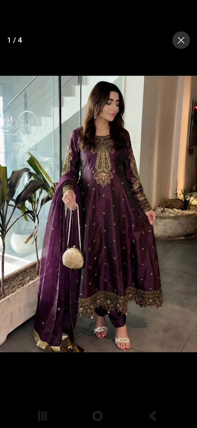 Womens plum Purple  silk 3 piece dress