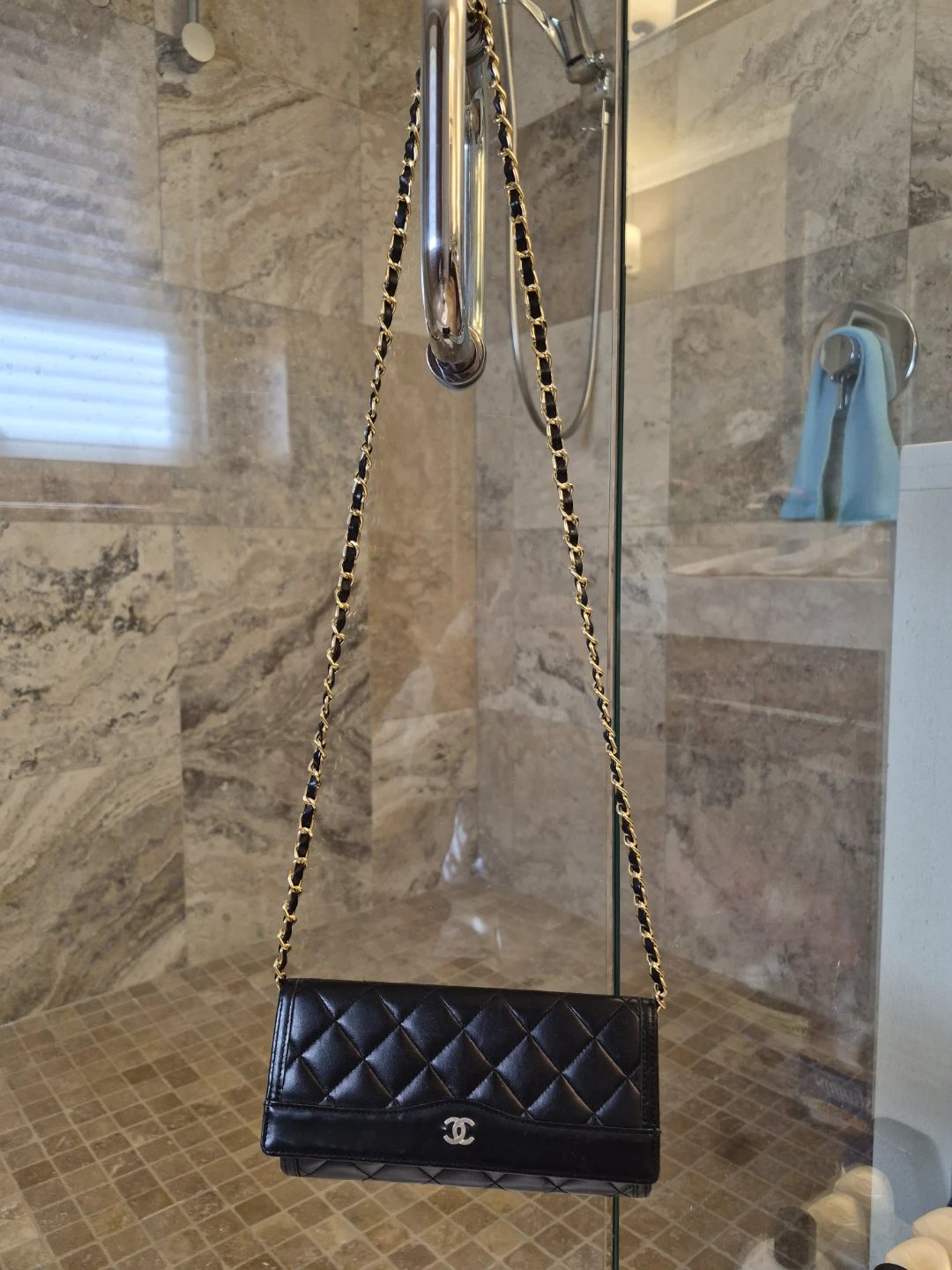 Chanel Style Quilted Flap Wallet on Chain