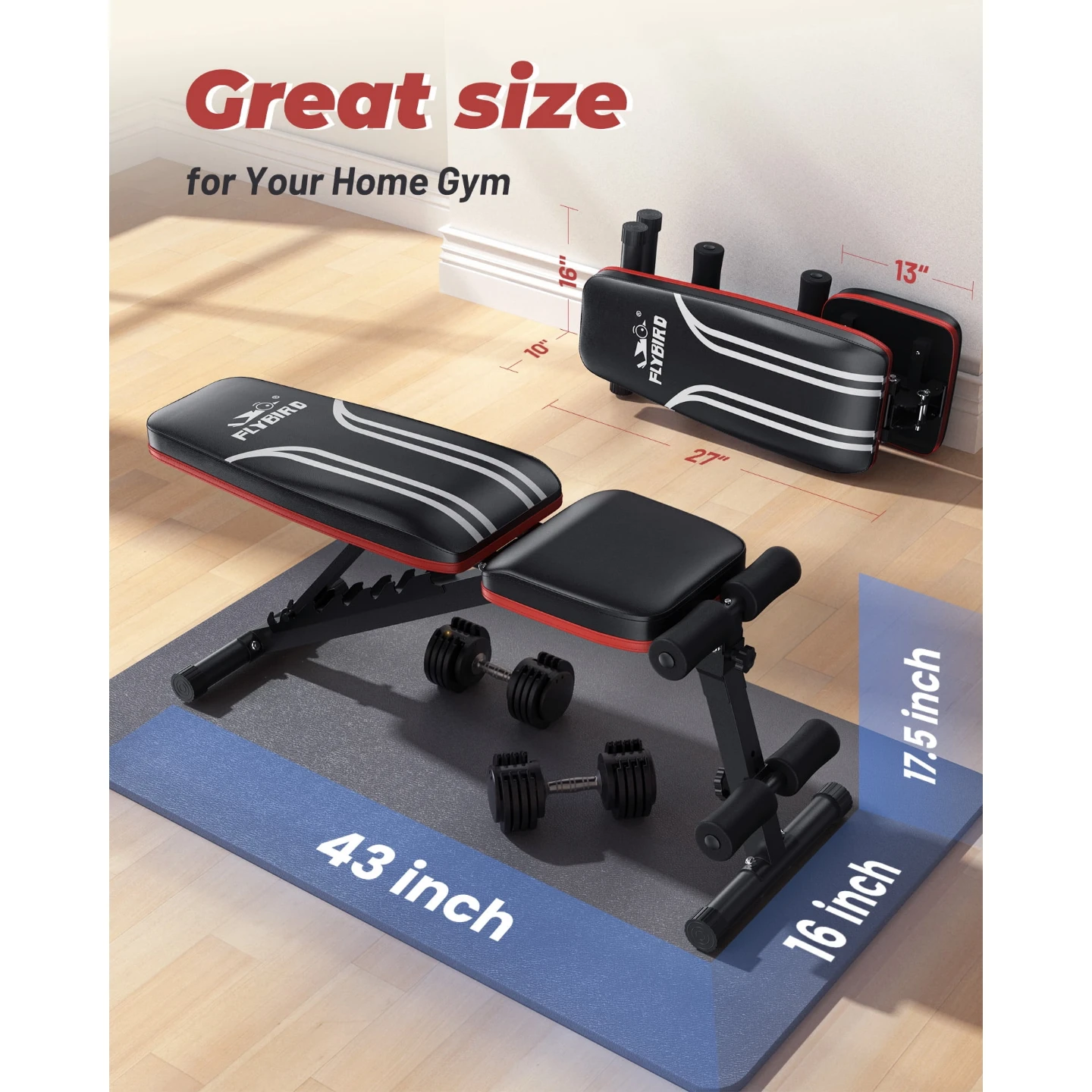 Flybird Adjustable Folding Weight Bench with Resistance Bands - photo 4