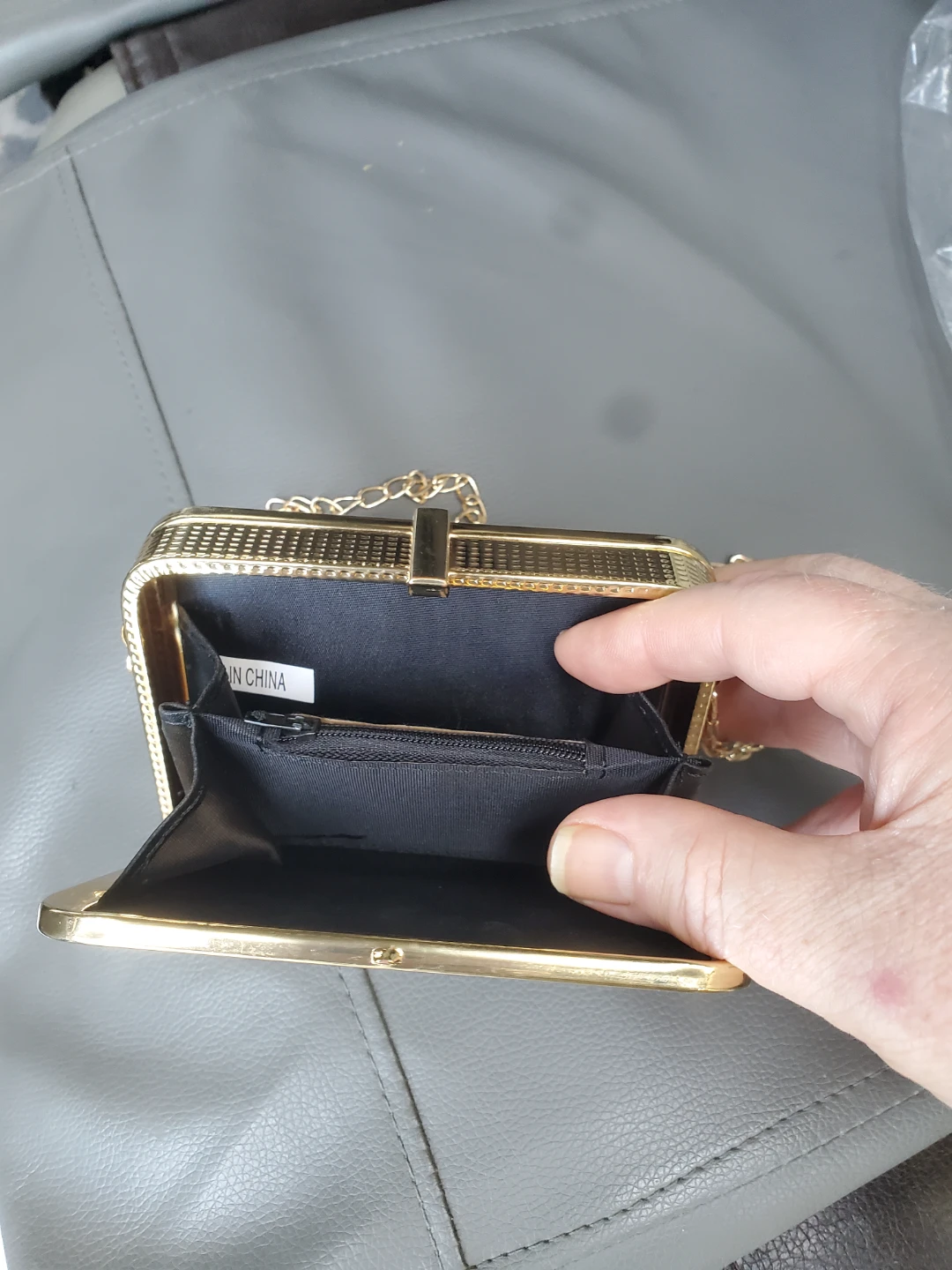 Black Sequin Clutch Purse with Gold Chain - photo 4