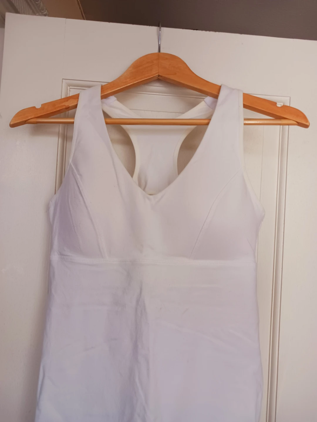 White Tank Top with Built-in Bra. Size L.