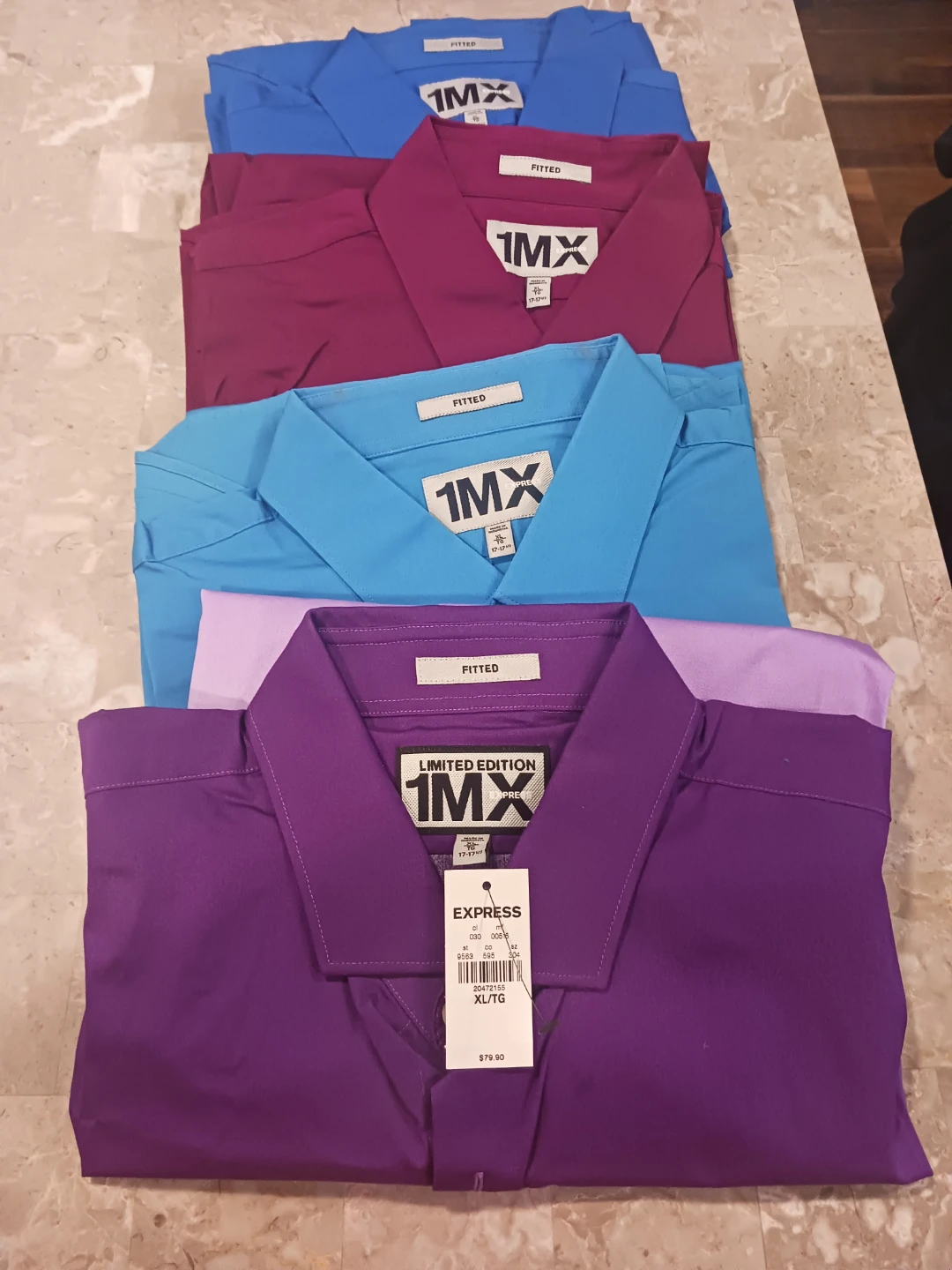 Express 1MX Fitted Dress Shirt XL/TG Purple