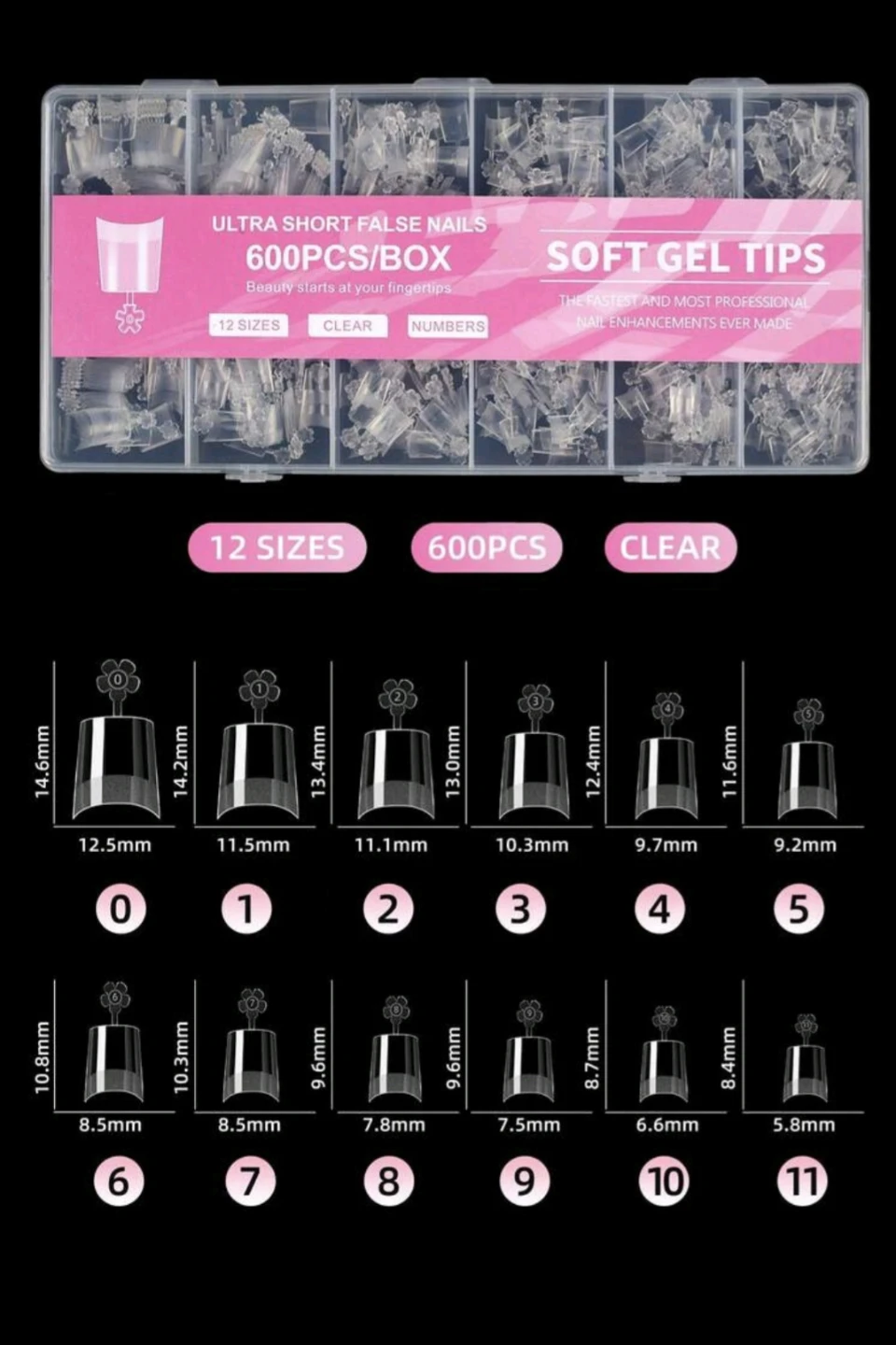 Ultra Short Soft Gel Tips - 600pcs