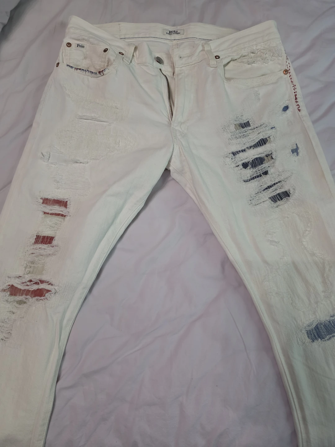 Polo Ralph Lauren White Varick Slim Straight Jeans