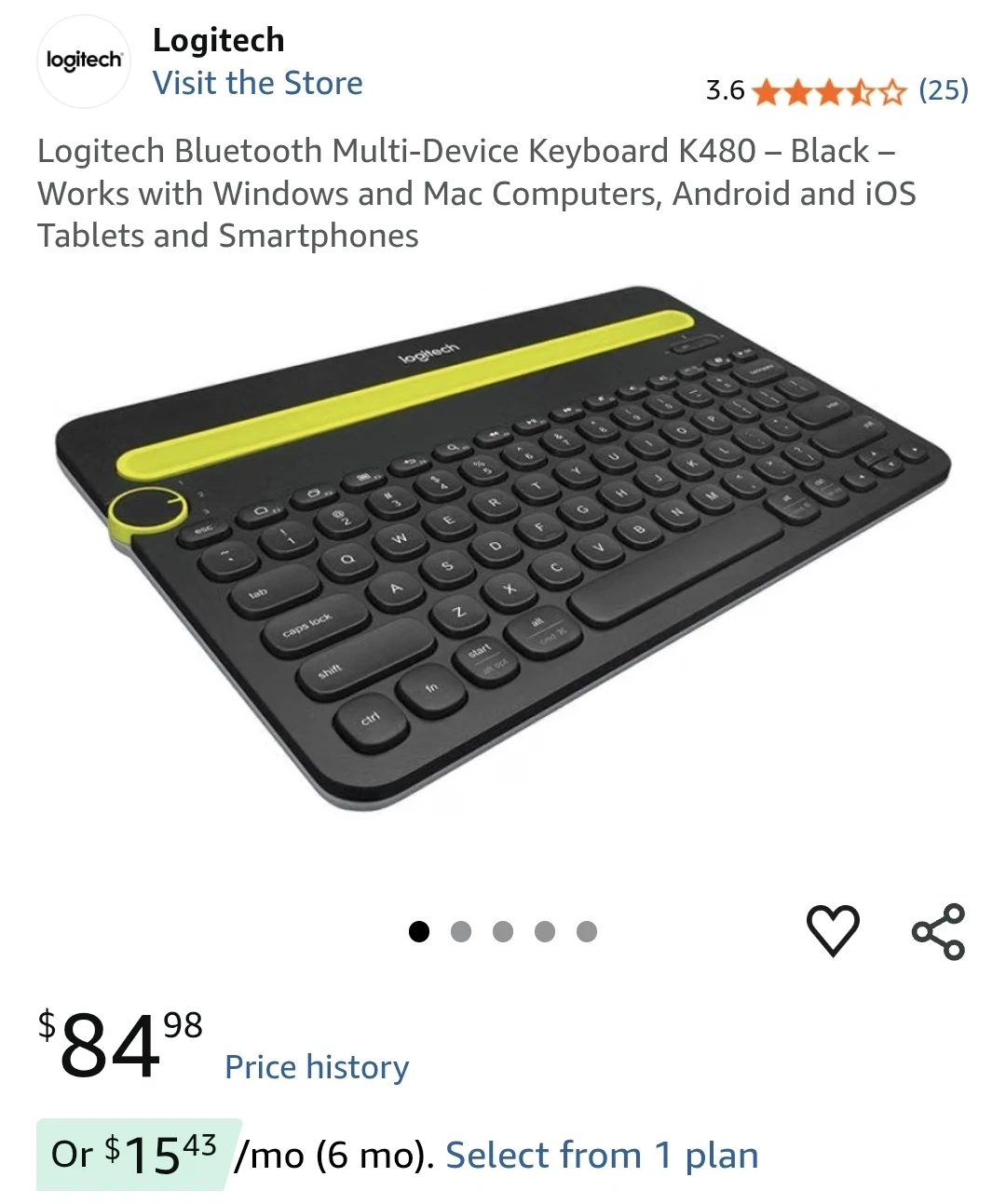 Logitech K480 Bluetooth Multi-Device Keyboard - photo 2
