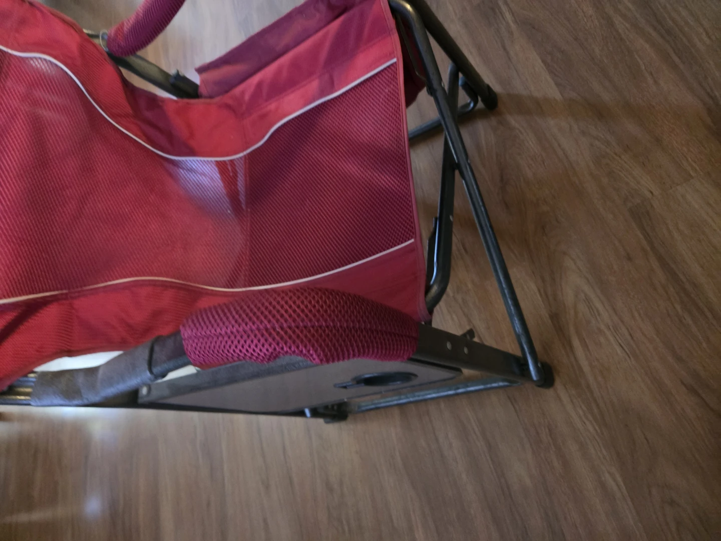 Red Folding Camping Chair with Side Pocket