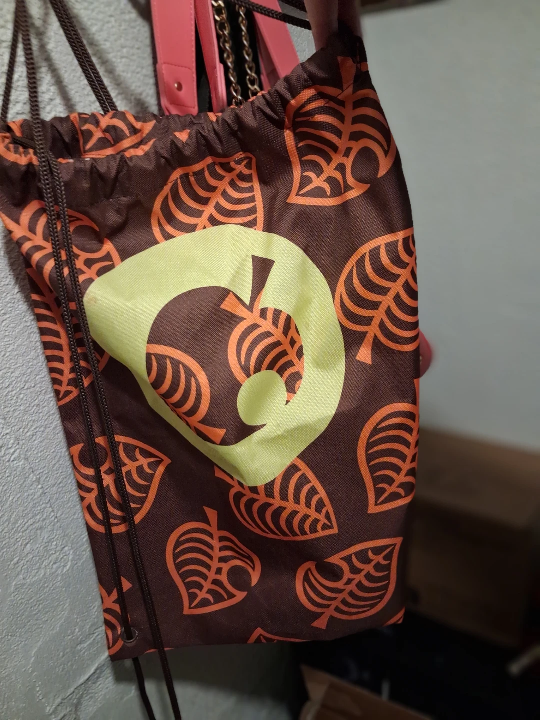 Animal Crossing Leaf Pattern Drawstring Bag