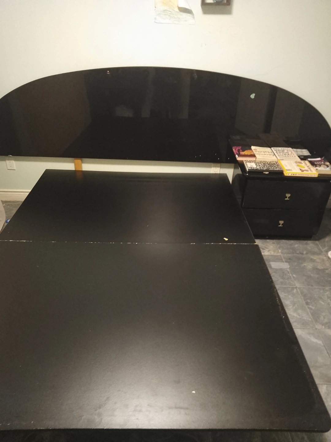 Black Platform queen size Bed Frame with Headboard