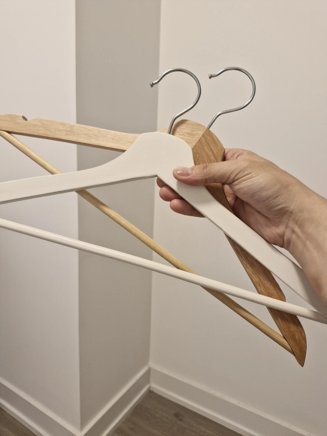 Wooden and White Clothes Hangers