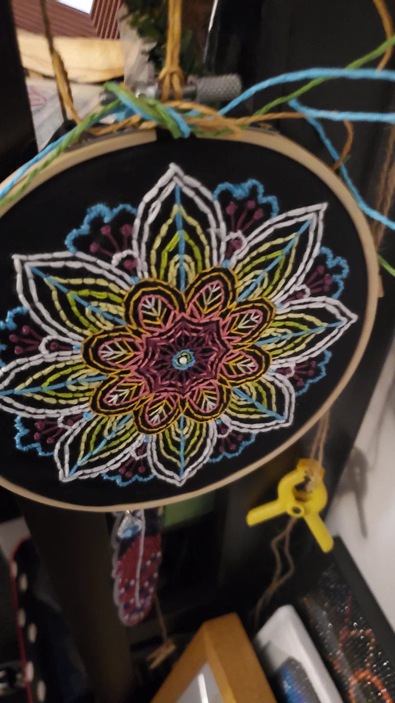 Handmade Embroidered Mandala Hoop Art - photo 2