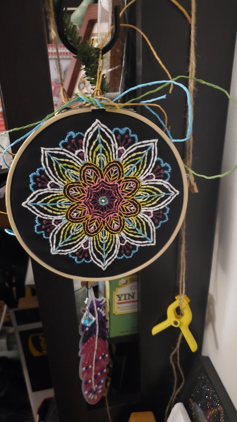 Handmade Embroidered Mandala Hoop Art